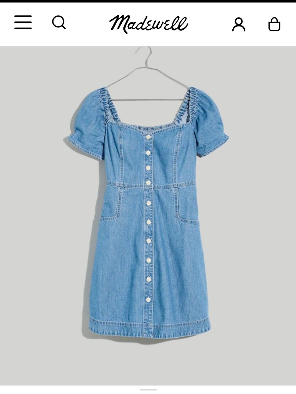 Madewell Chambray Blue Button-Front Mini Dress